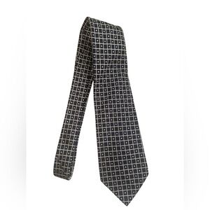 Valerio Garati Pure Silk Tie Navy Ivory Grid Hand Made